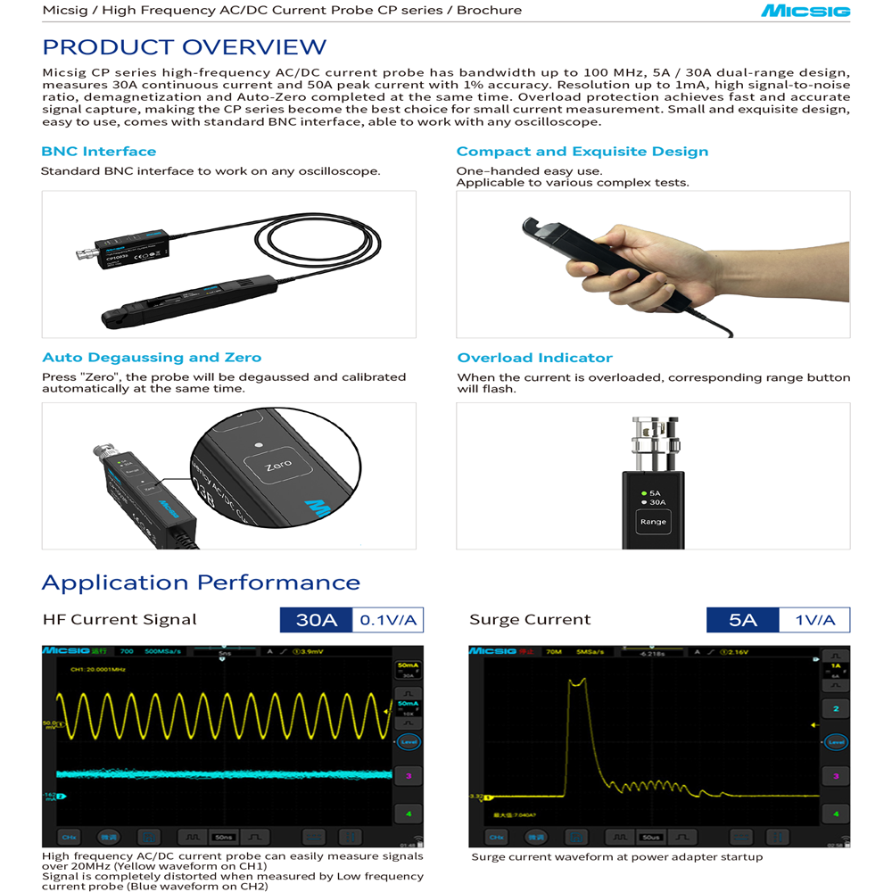 Micsig High Frequency CP1003B  - Current Probe Ac Dc 50Mhz Oscilloscope review and price